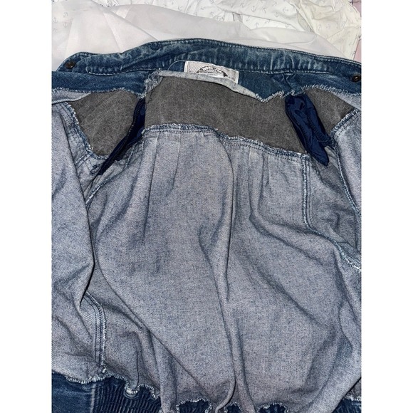 Vintage WBRK-FM gray and blue denim jacket 80's to 90's snap front size medium - Picture 8 of 9